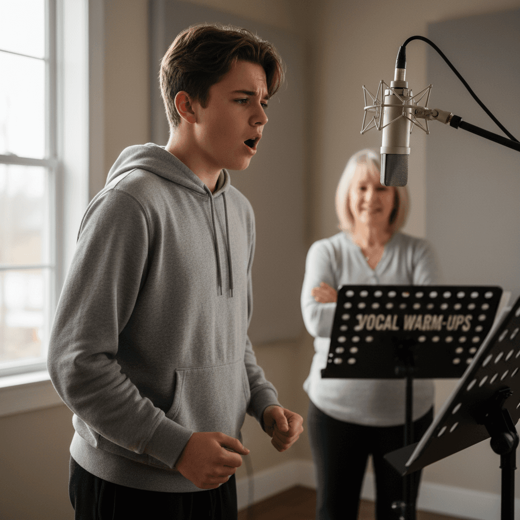 Adult vocal student in t-shirt