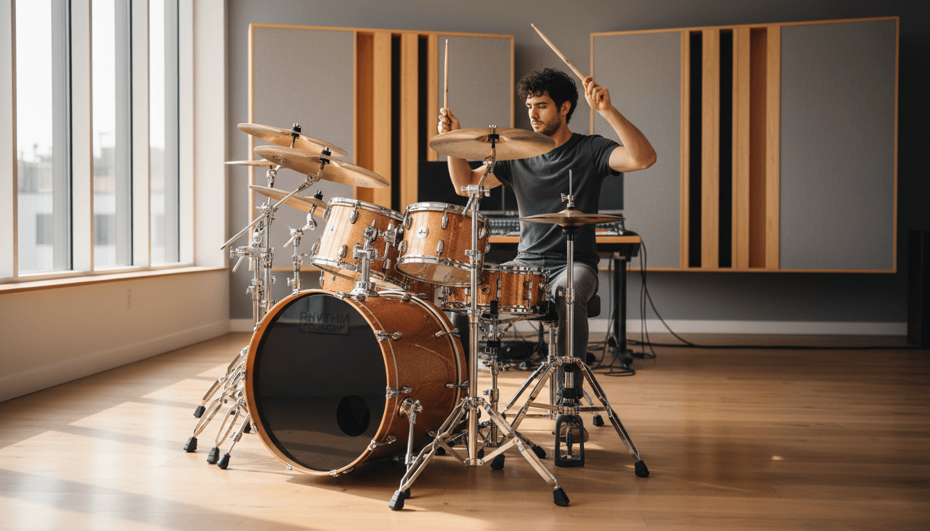 Teen drummer in t-shirt